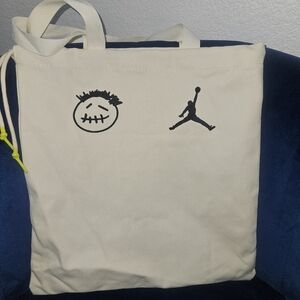 Jordan X Travis Scott - Cream Tote Bag with Black Graphics, collector's Item